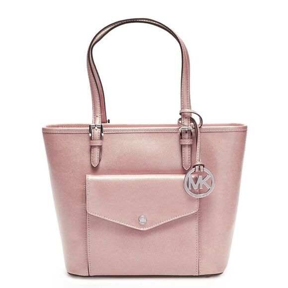 New! MICHAEL KORS Jet Set Pocket Saffiano Leather Tote Bag Handbag Ballet Pink - Picture 1 of 3